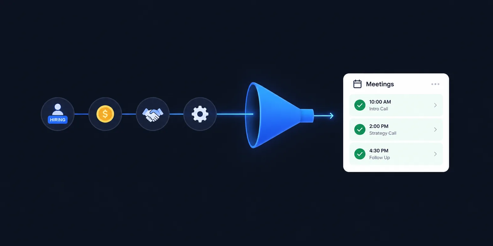 Illustration of buying signals turning into booked meetings on a calendar